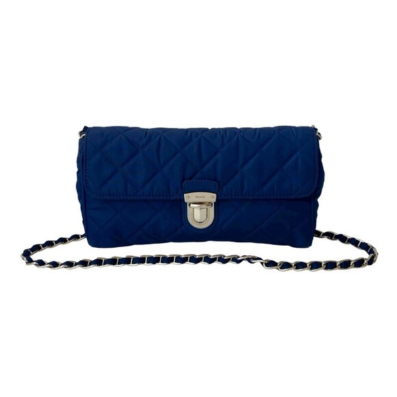 PRADA Blue Leather Saffiano Shoulder Bag - Picture 1 of 10